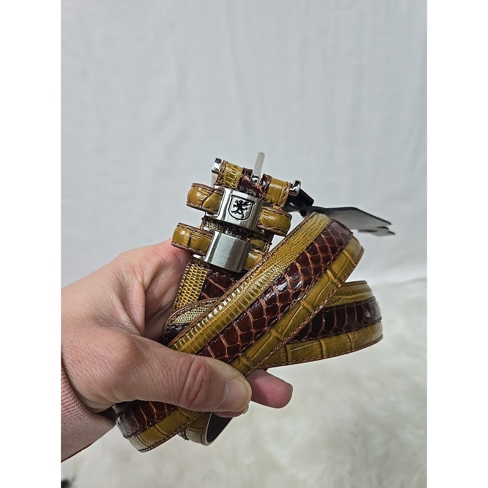 Brand New Stacy Adams‎ Men's 34" Crocodile Snake Mixed Print Leather Belt Brown